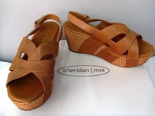  179 Sheridan Mia Womens Resort Hedley Cane Platform Sandal Tan 10 NIB