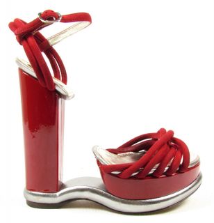 Dolce Gabbana Invisible High Heels Plateau Strappy Sandals Red