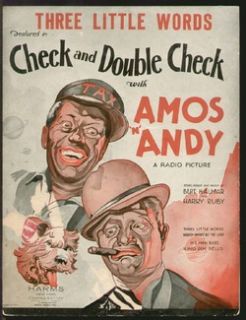 Check Double Check 1930 Three Little Words Amos Andy Black Movie Sheet