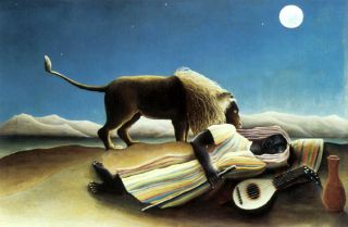 The Sleeping Gypsy Lion by Henri Rousseau Fine Painting Art Repro Free