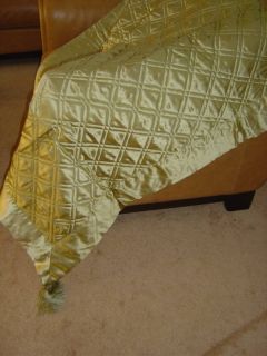 Green Silk Quilted Throw Blanket $400 Rtl
