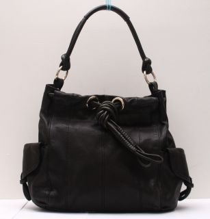 Michael Kors Black Leather Greenport Drawstring Shoulder Large Handbag