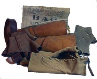 Lot Vintage Military Equipment (1) Leather Leg Gaiter 1 canvas 2 Felt