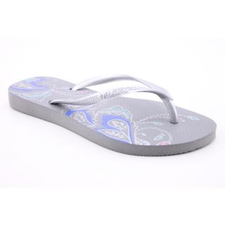 Havaianas Slim Thematic Youth Kids Girls Size 2 Silver Flip Flops