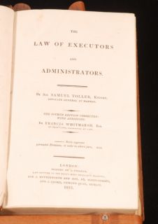 1818 Law of Executors Administrators Toller Whitmarsh