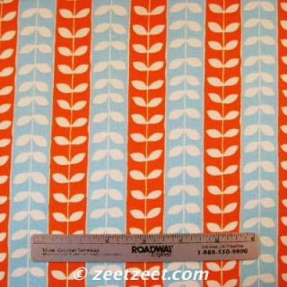 Robert Kaufman Mingle Leafy Stripe Orange Blue Fabric
