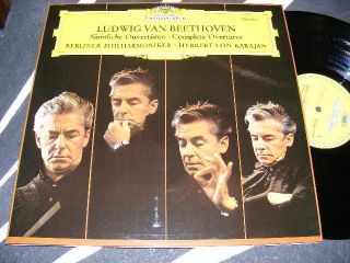  DG 2 LP Beethoven Complete Overtures Herbert Von Karajan Orig