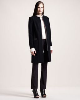 THE ROW Felted Melton Coat, Twill Blouse & Techno Stretch Cotton Pants