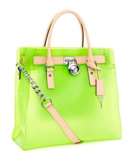 MICHAEL Michael Kors Large Hamilton Frosted Jelly Tote, Neon Green