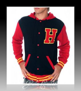 Harry Potter Hogwarts Coat Of Arms Letterman Varsity Hoodie Jacket XXL