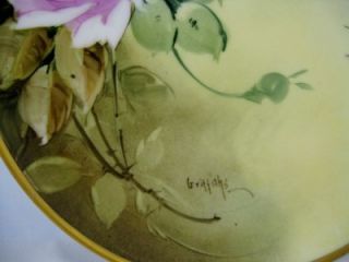  Roses Plate Pickard Artist Signed Griffiths Harry Griffiths