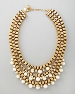 kate spade new york faux pearl multi strand chain necklace   Neiman