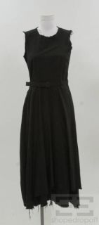 Hazel Brown Black Cotton Raw Edge Belted Dress Size 3