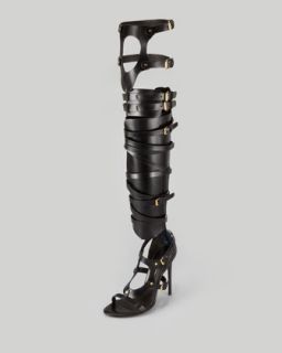 X1MXA Tom Ford Strappy Buckled Sandal Boot, Black