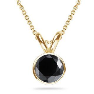 55 1.89Cts Round AAA Black Diamond Solitaire Pendant in 14K Yellow
