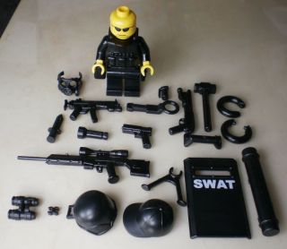 custom swat lego helmet weapson gun police army 17 parts for lego