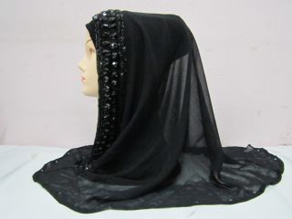  Slips on Scarf Shawl Bonnet Hijab Hood Diamond Beads Blacks