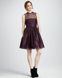 Versace Long Sleeve Lace Dress   