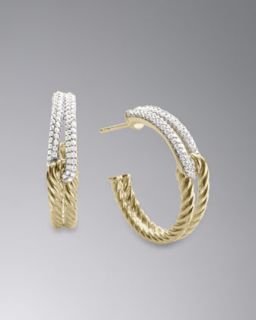Y19QQ David Yurman Labyrinth Earrings, Pave Diamonds