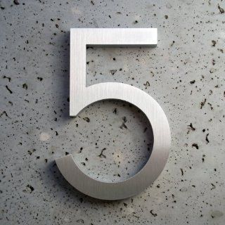 Modern House Number Aluminum Modern Font Number Five 5 6 inch