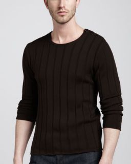 N22WZ Ralph Lauren Black Label Button Shoulder Ribbed Sweater