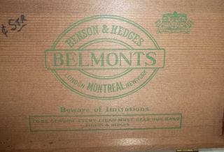 benson and hedges belmonts cigar box holds 25 cigars factory no 34