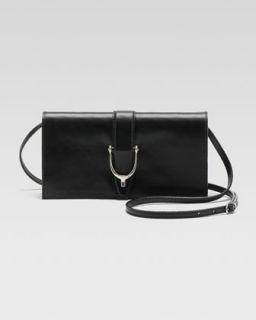 Soft Stirrup Small Leather Shoulder Flap Bag, Black