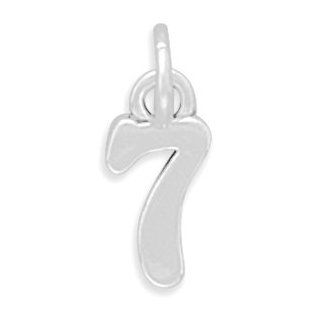 Sterling Silver Charm Pendant Number 7 Seven Jewelry