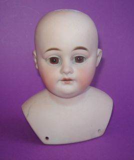 Antique Old Bisque Doll Head Armand Marseille Am 4 Dep 1894 Brown