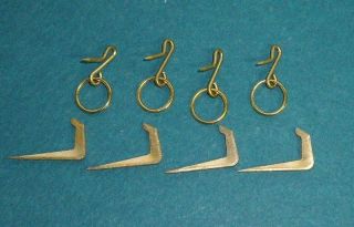Set of 4 Brass Tie Back Pin on Rings Hooks S11