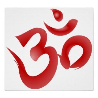 Red Hindu Symbol Om Aum Devanagari Calligraphy Print