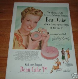 1947 Beau Cake Cashmere Bouquet Ad Hillary Brooke