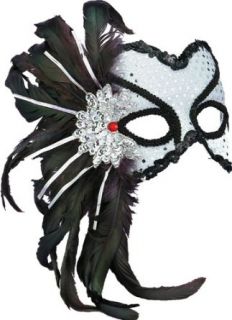 Mardi Gras Masquerade Venetian Feathered Silver Female