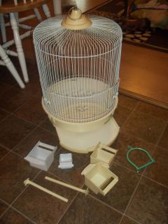 Hoei Large Bird Cage White Oval 21 Tall w Lots EXTRAS