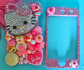 HELLO KITTY BARBIE IPOD TOUCH 4TH 5th GEN PINK CRYSTAL BLING 3D DECO