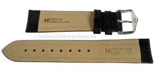 20mm Hirsch Buffalo Black Chrono Leather Mens Watch Band Strap