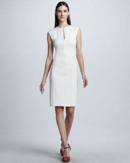 Double Faced Wool Crepe Dress, Cream