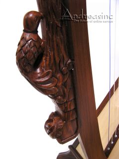 New 26 String Beautifully Engraved 35 Tall Woodlands Harp w Free Play