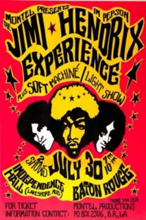 Jimi Hendrix Experience Baton Rouge Independence Concert Poster