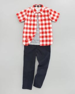 45NX Burberry Gingham Shirt, Brit Striped Tee, Check Cuff Twill Pants