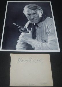 VERY RARE CLEAN HARRY CAREY SR. SIGNED PAGE AND GREAT COWBOY PRINT D