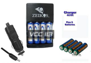 AA Rechargeable Batteries 2900 mAh Charger AC CD Home Car zeikos