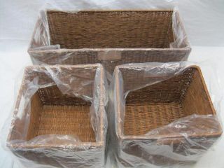 Winsome Wood Leo Storage Baskets Set of 3 Walnut Home Garage