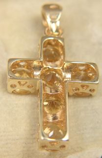 Beautiful 4 00ct Citrine Cross Pendant 9ct Gold