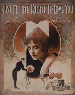 1917 Give Me The Right to Love You Bard Glatt Pretty Girl Cupid Hearts