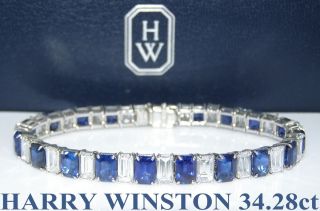 Harry Winston Plat 34 28ct Sapphire Diamond Bracelet
