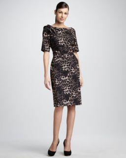 T5FZW Kay Unger New York Leopard Print Half Sleeve Dress