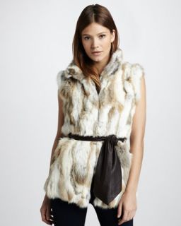Alice + Olivia Avah Beaded Cropped Fur Vest   Neiman Marcus