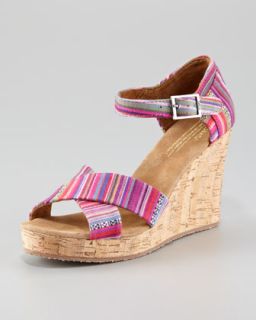 toms printed cork wedge sandal $ 69 more colors available