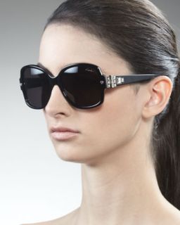 Lanvin Swarovski Crystal Detail Square Sunglasses, Black   Neiman